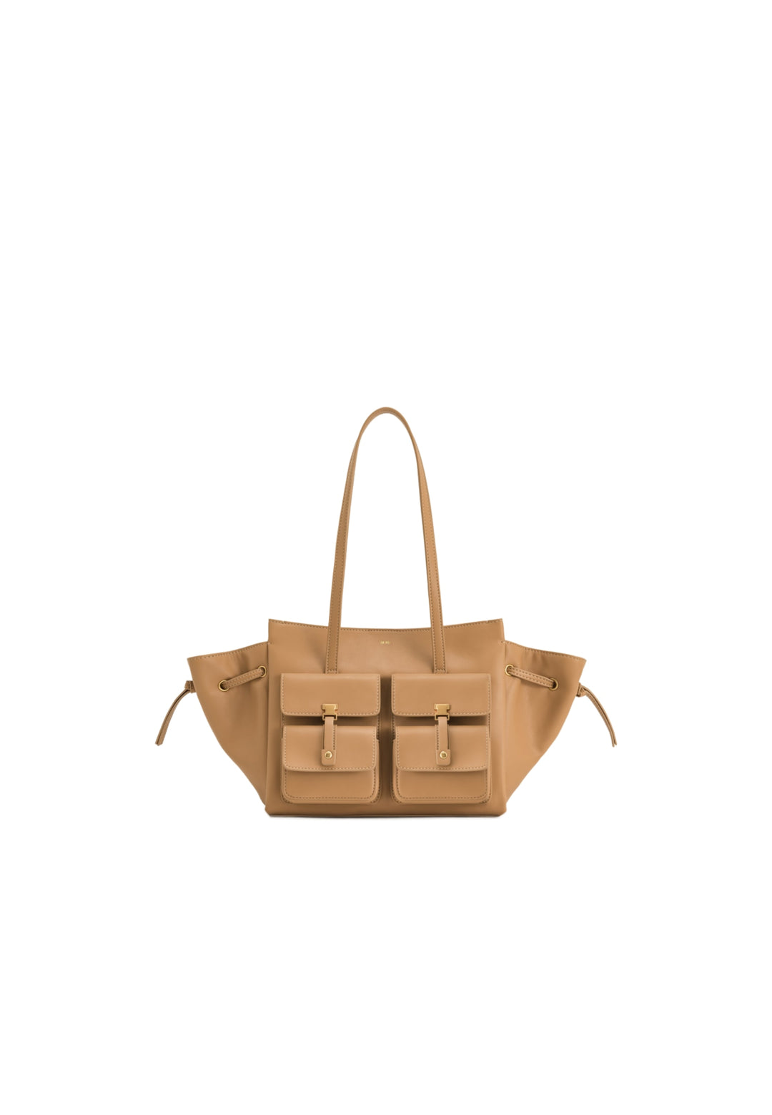 Cabas JW PEI Linda Latte Color — vue de face, simili cuir avec deux poches plaquées à l'avant