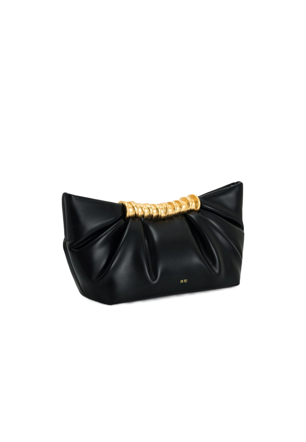 Pochette JW PEI Leia noire en simili cuir avec anse dorée torsadée, vue latérale