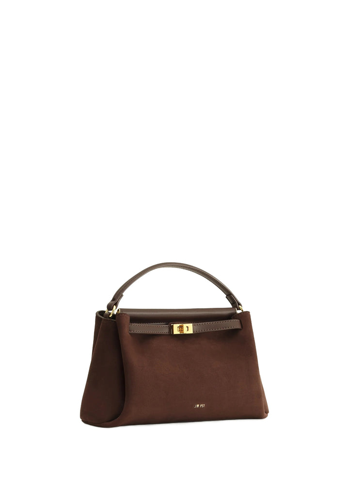 JW PEI Sac à main Carmen Faux Suede Dark Brown — vue de côté