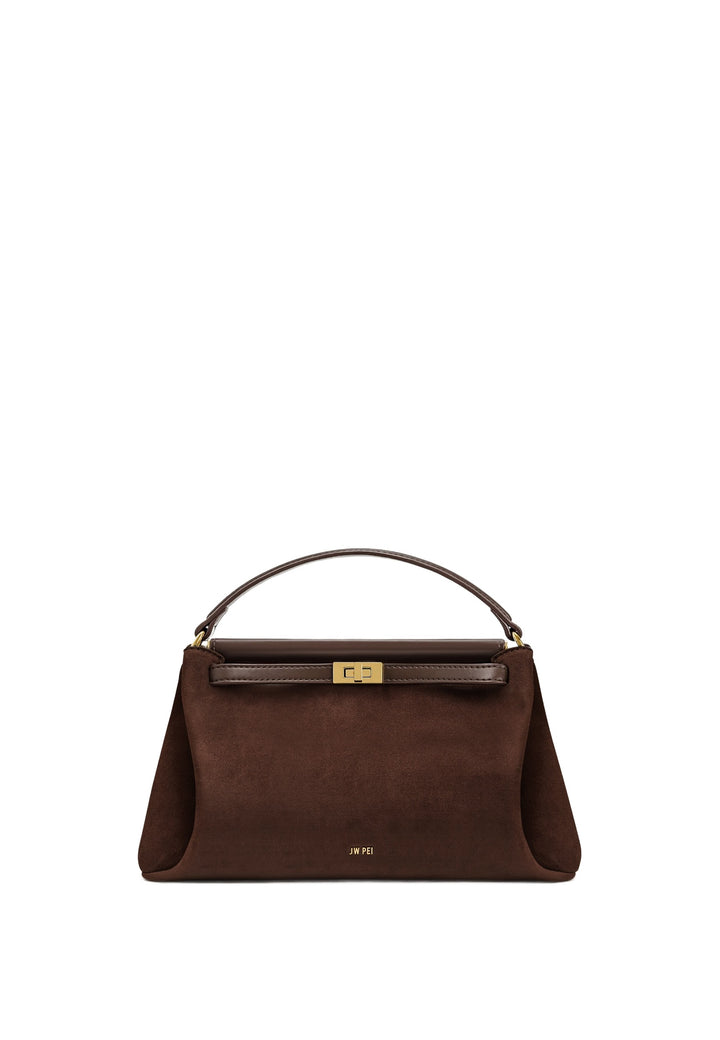 JW PEI Sac à main Carmen Faux Suede Dark Brown — vue de face