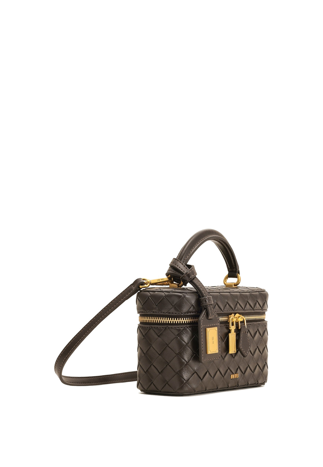 JW PEI Sac à main Cleo Tressé Dark Brown — vue de côté