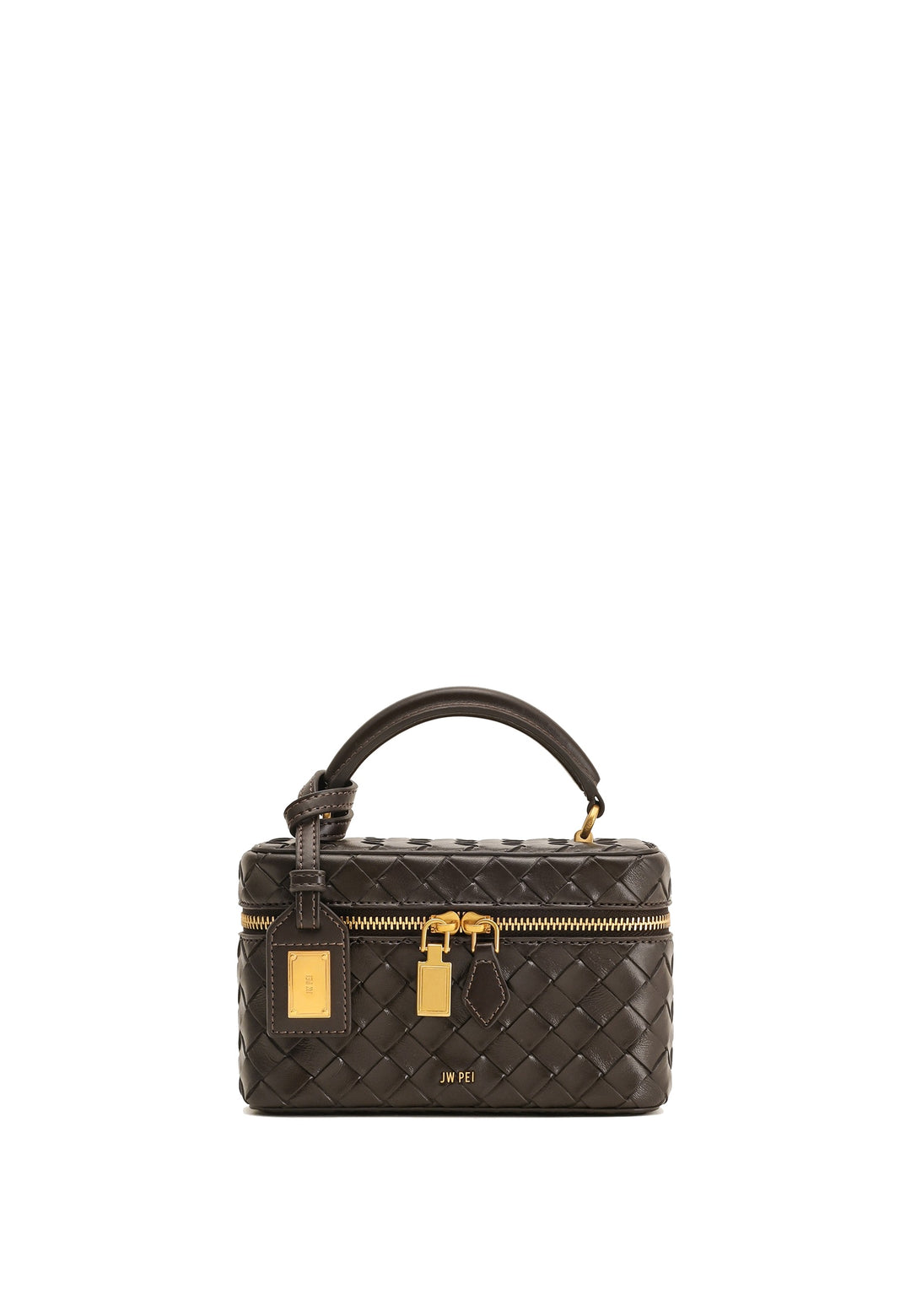 JW PEI Sac à main Cleo Tressé Dark Brown — vue de face