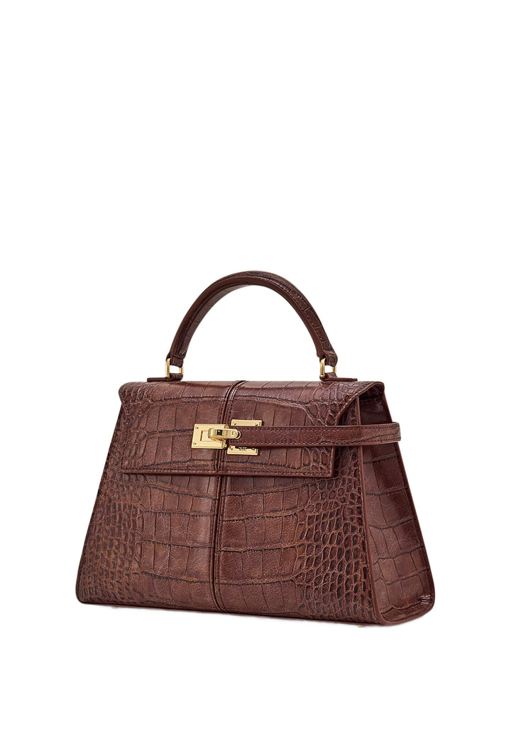 JW PEI Sac à main Elise Large Croco Chestnut Brown — vue de côté