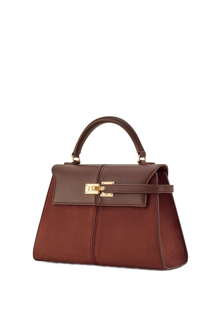 JW PEI Sac à main Elise Large Faux Suede Mocha Brown — vue de côté