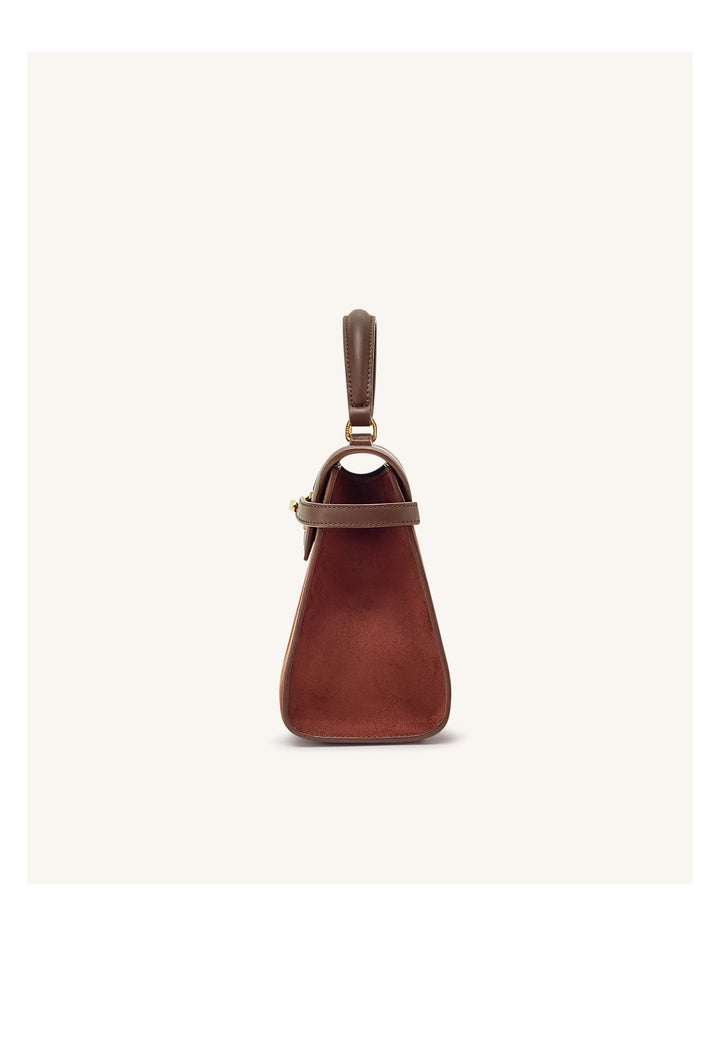 JW PEI Sac à main Elise Large Faux Suede Mocha Brown — vue de côté