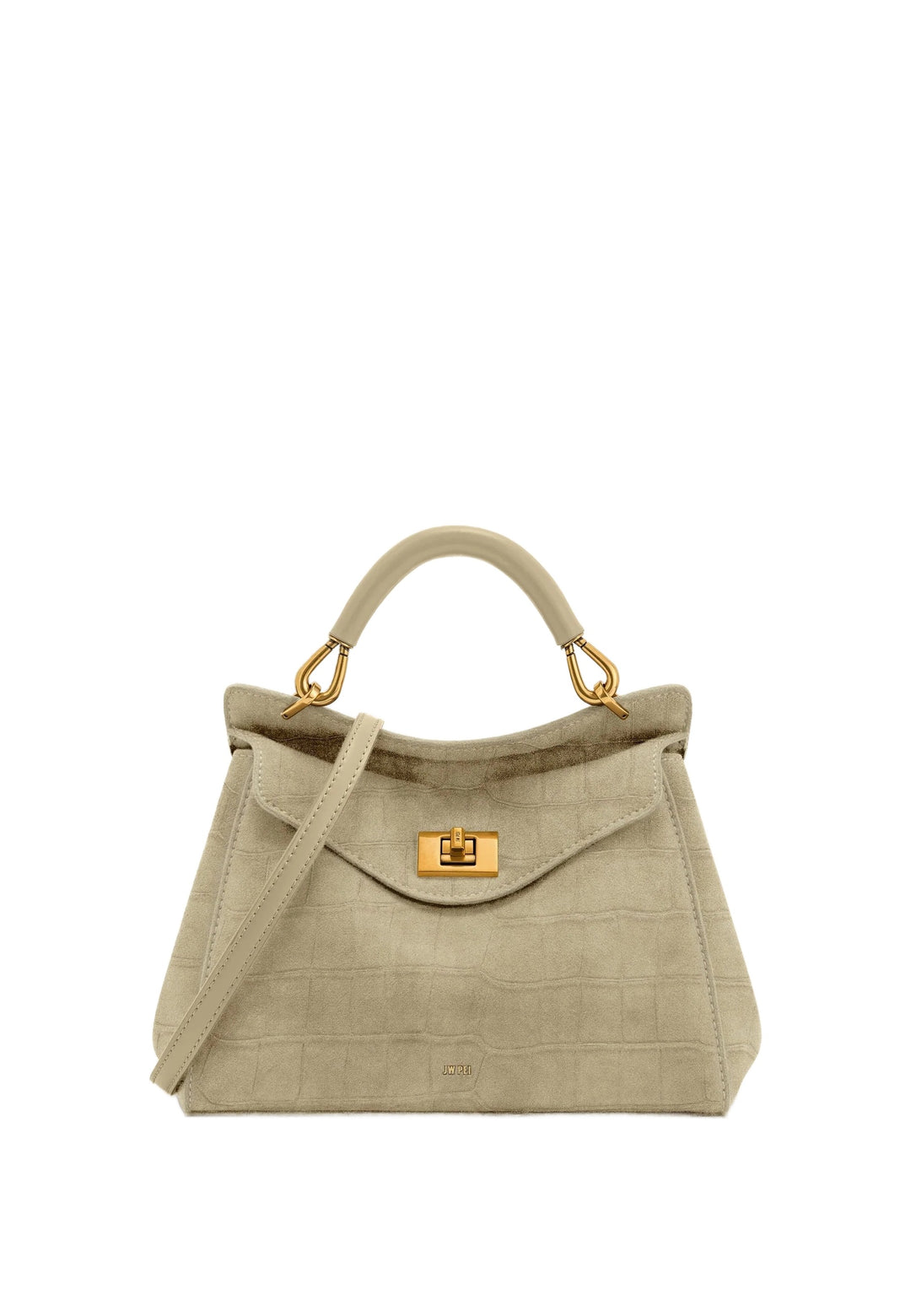 JW PEI Sac à main Lucia Croco Faux Suede Light Beige — vue de face