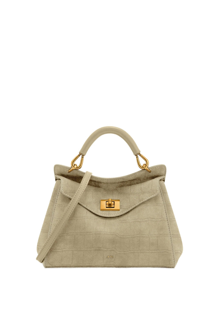 JW PEI Sac à main Lucia Croco Faux Suede Light Beige — vue de face