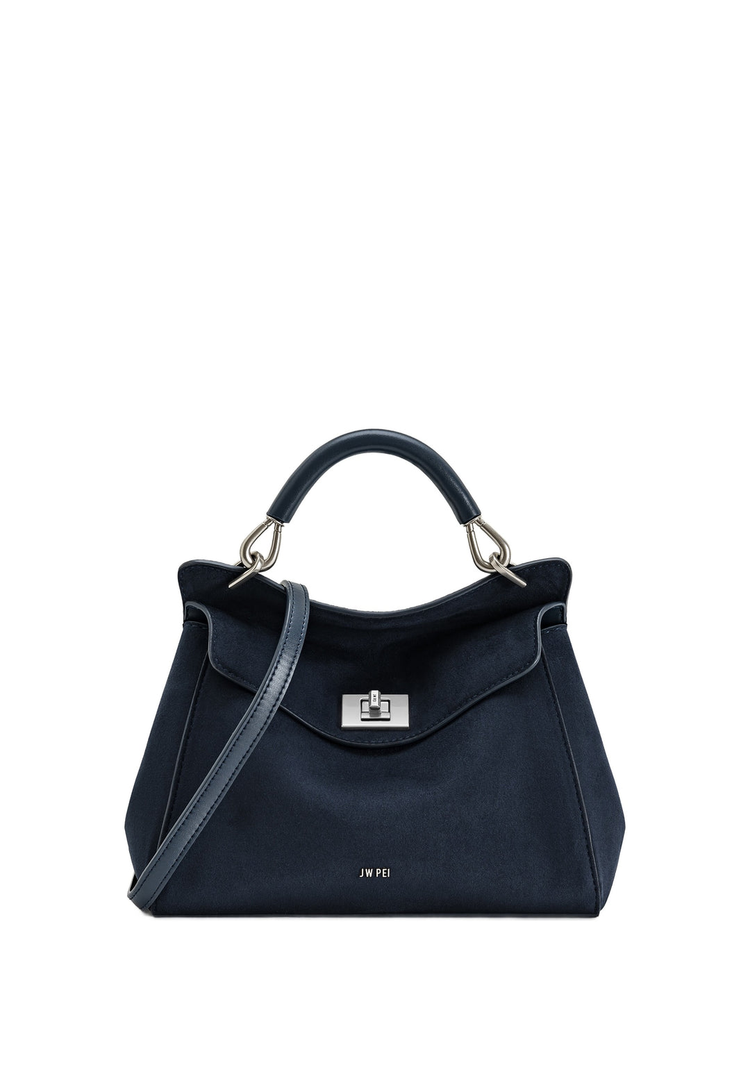 JW PEI Sac à main Lucia Faux Suede Navy Blue — vue de face