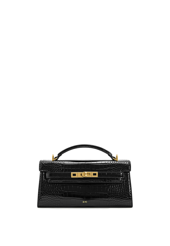 JW PEI Sac à main Noor Black Croc — vue de face