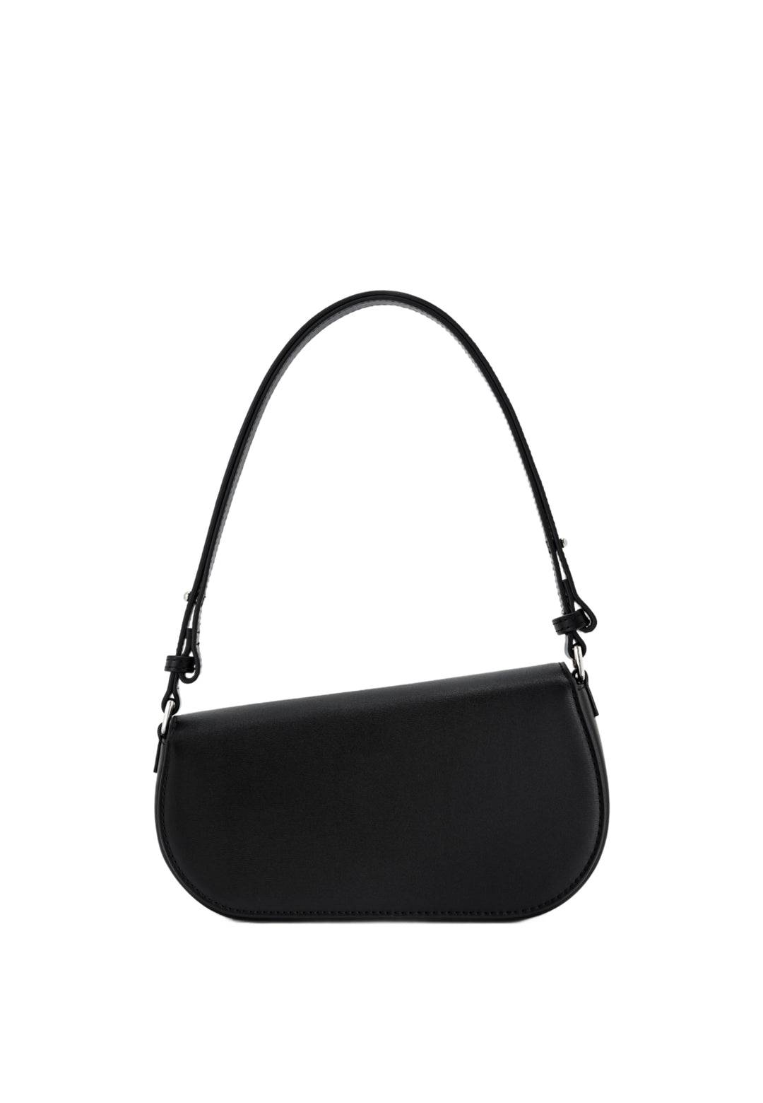 Sac bandoulière JW PEI Addisyn noir en simili cuir, porté à l'épaule, vue de face