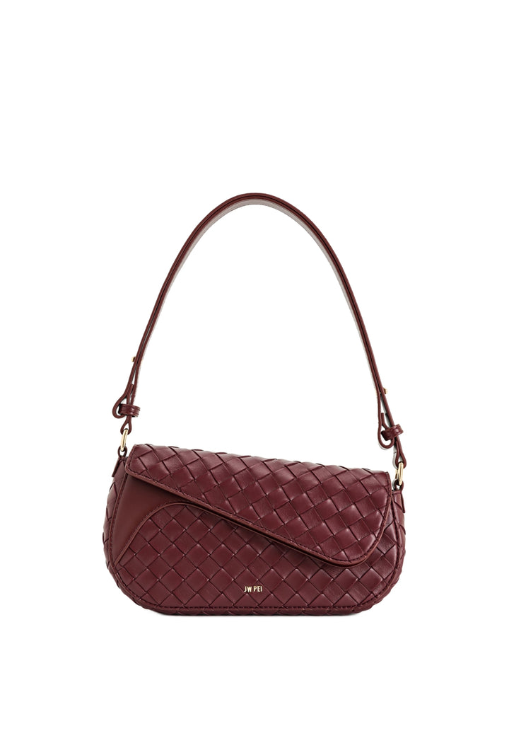 Sac bandoulière JW PEI Addisyn Burgundy - vue de face, tissé