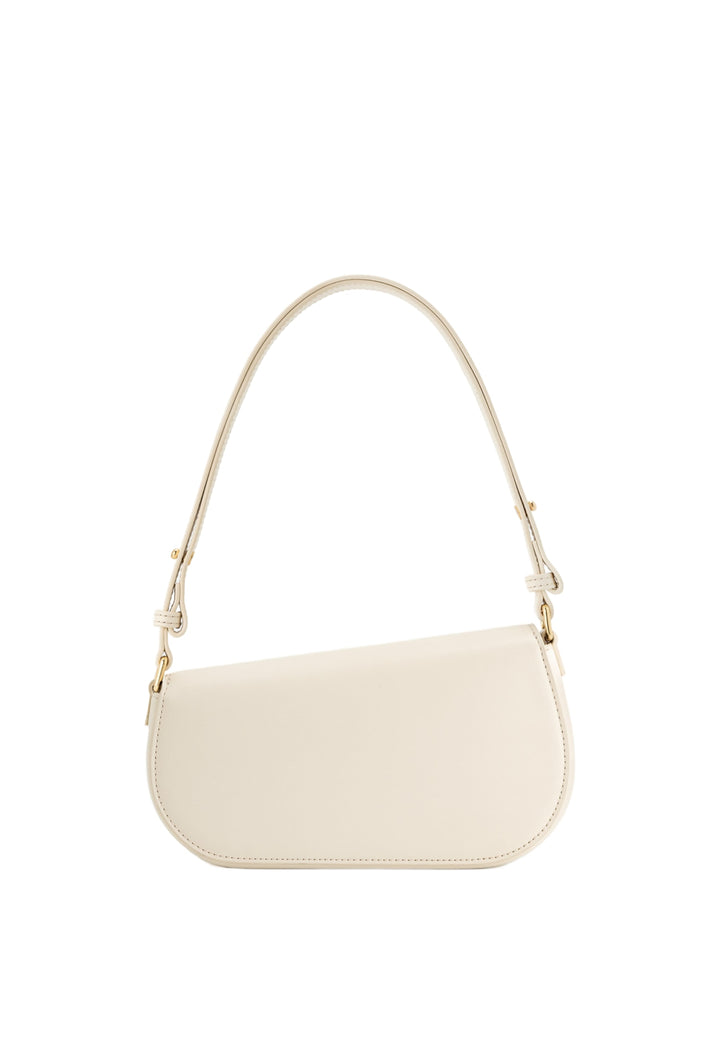 Sac bandoulière JW PEI Addisyn blanc en simili cuir, porté épaule, vue 3/4