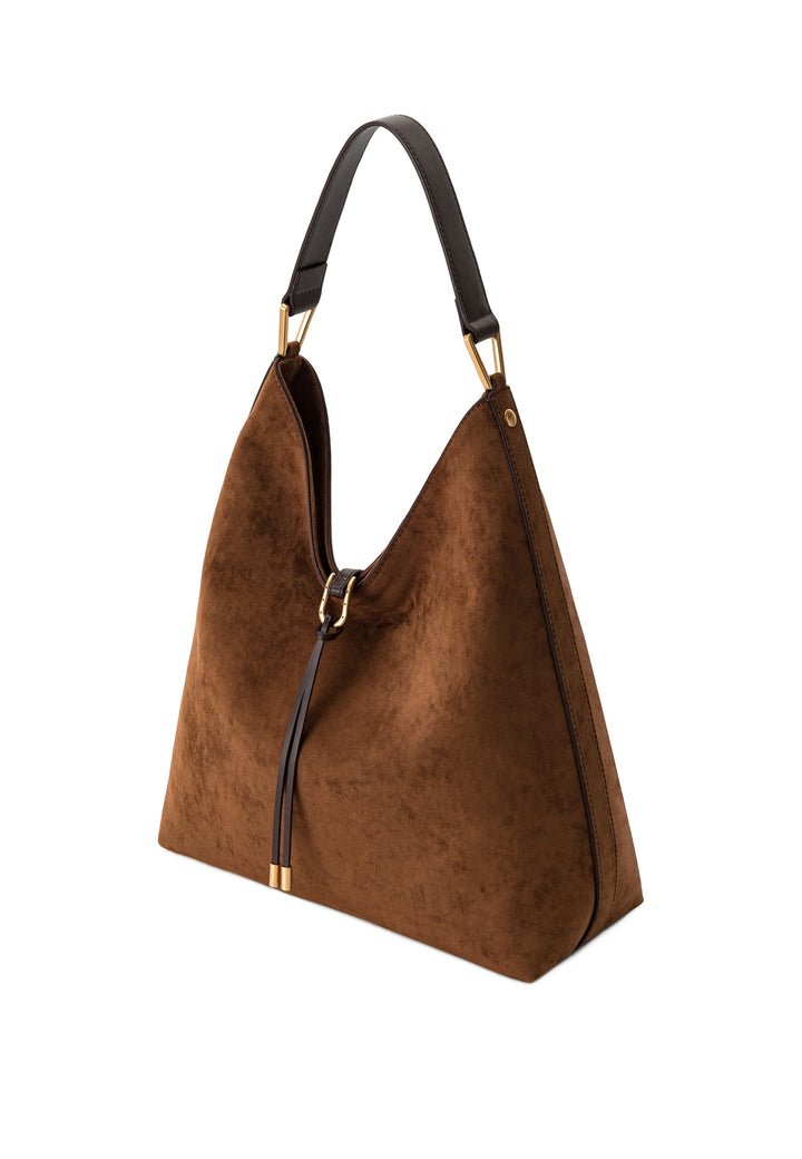 JW PEI Sac Bandoulière Aria Faux Suede Brown — vue de côté