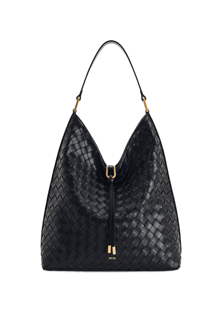 JW PEI Sac Bandoulière Aria Tressé Black — vue de face