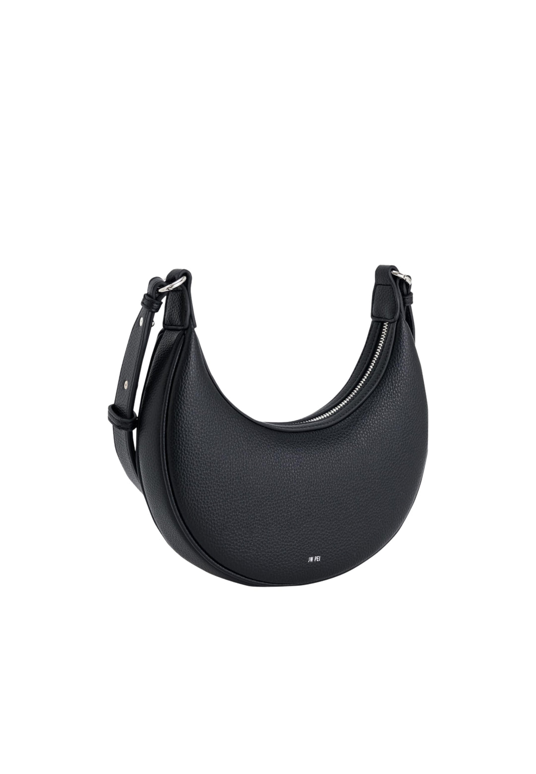 Sac bandoulière JW PEI Carly noir nickel, vue de dos, simili cuir grainé