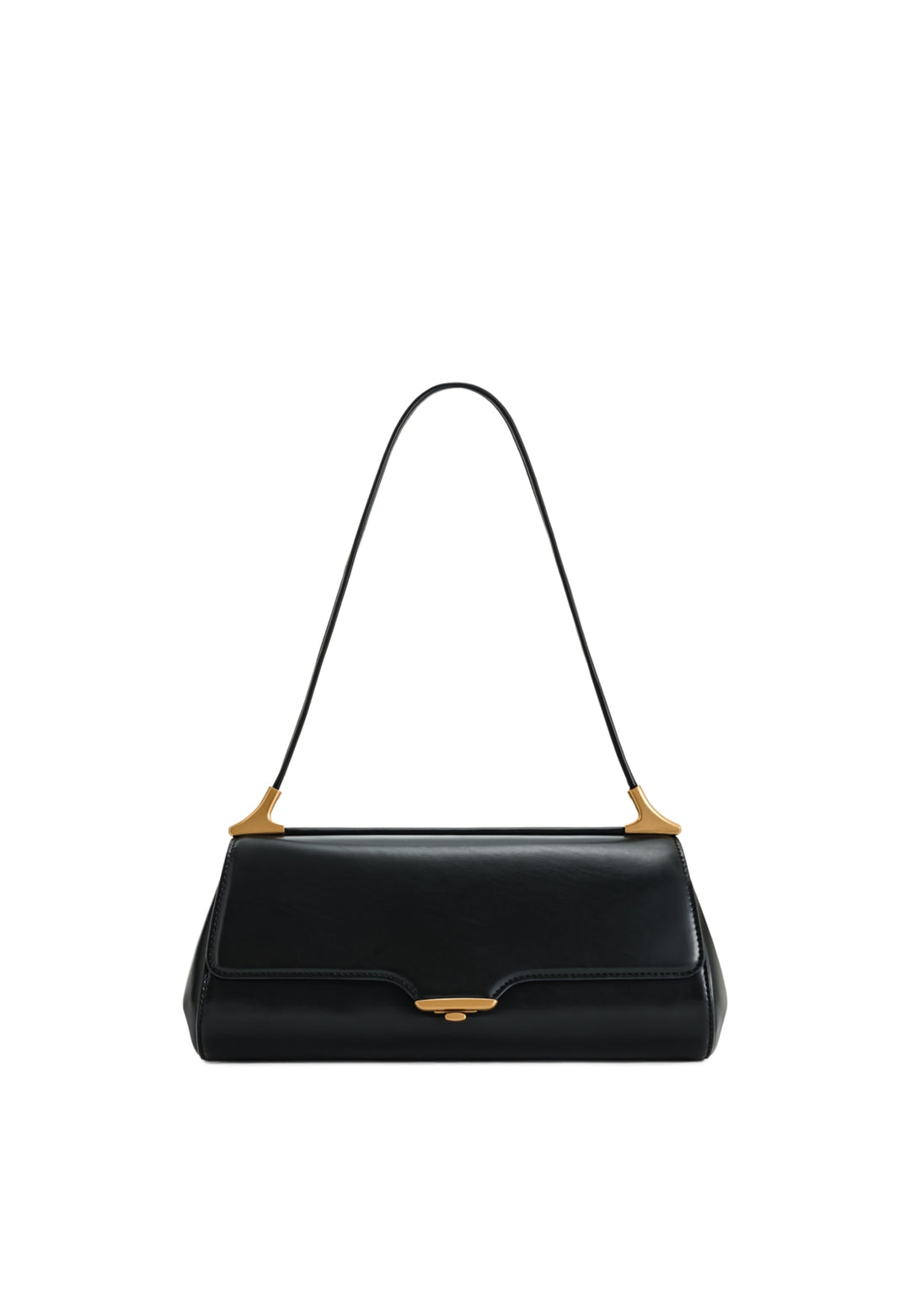 Sac bandoulière JW PEI Eloise noir — vue de face, simili cuir lisse avec fermoir doré