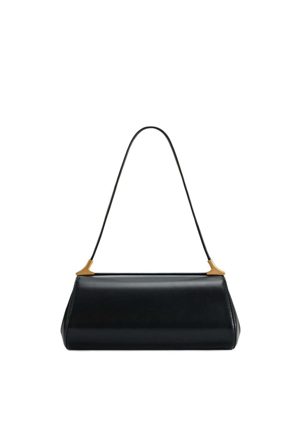 Sac bandoulière JW PEI Eloise noir, porté à l'épaule, avec fermeture magnétique et détails dorés.