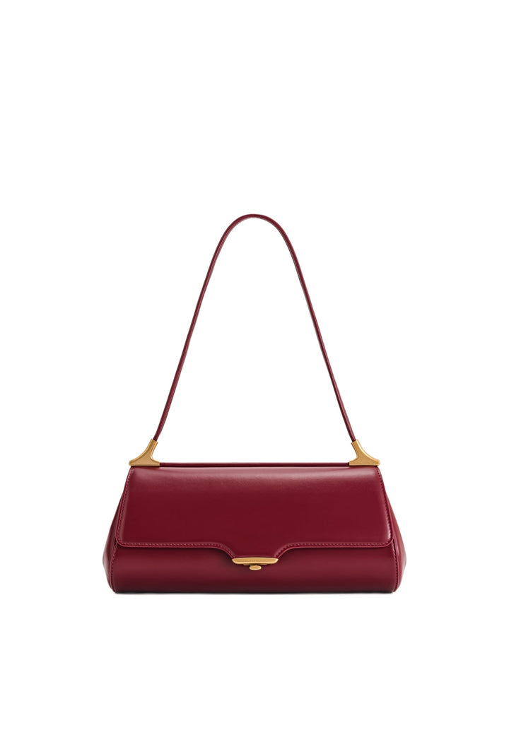 Sac bandoulière JW PEI Eloise burgundy en simili cuir lisse, vu de face