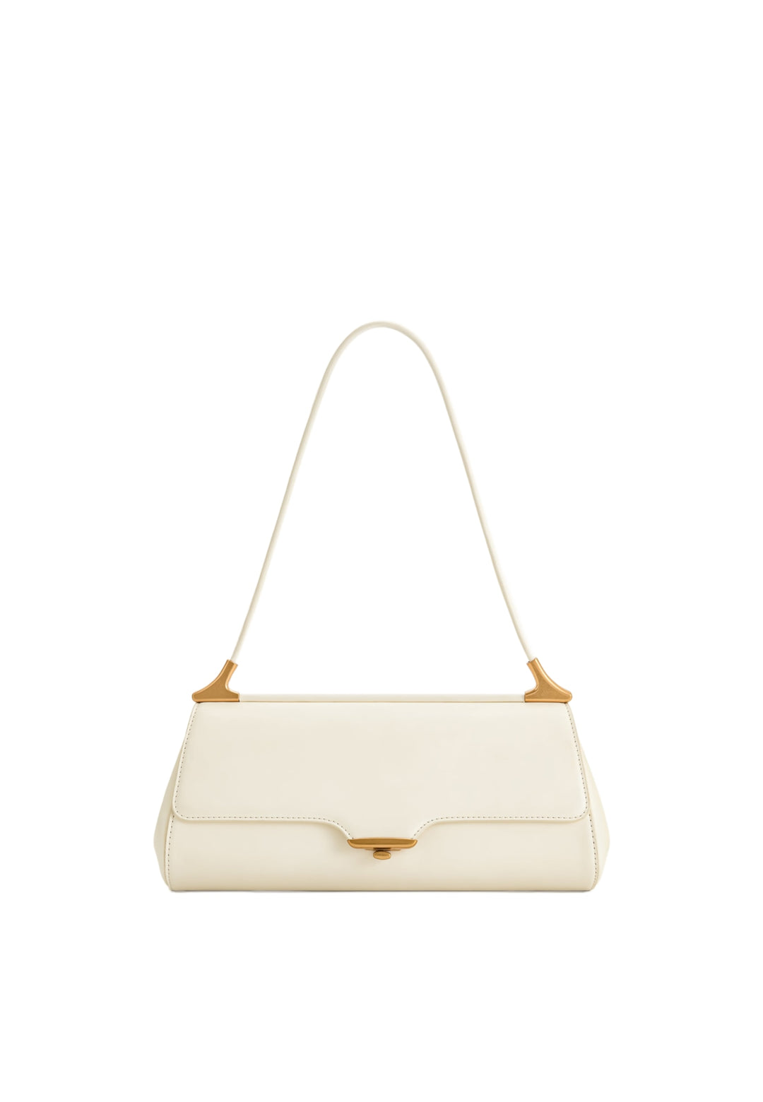 Sac bandoulière JW PEI Eloise blanc — vue de face, simili cuir lisse avec fermoir doré