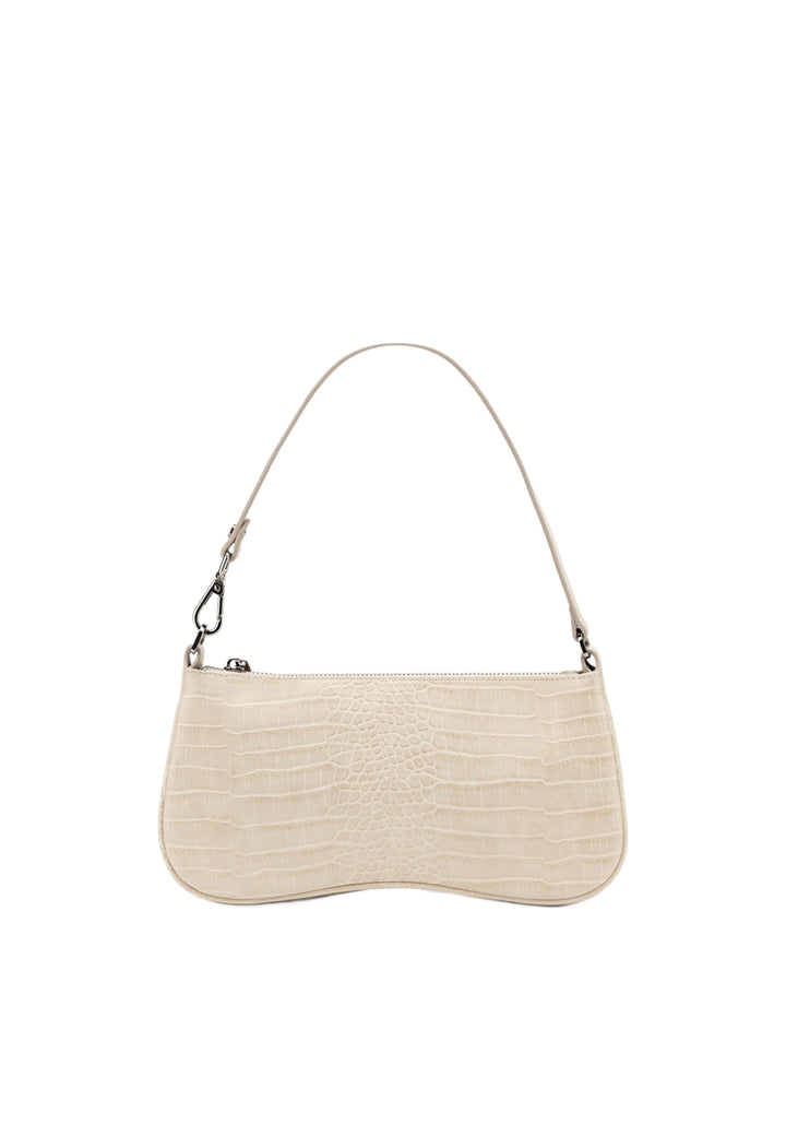 Sac bandoulière JW PEI Eva Ivory Croc blanc, texture croco, porté épaule, vue de face