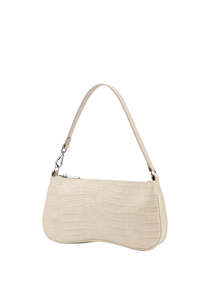 Sac bandoulière JW PEI Eva Ivory Croc — vue de face, simili cuir effet croco