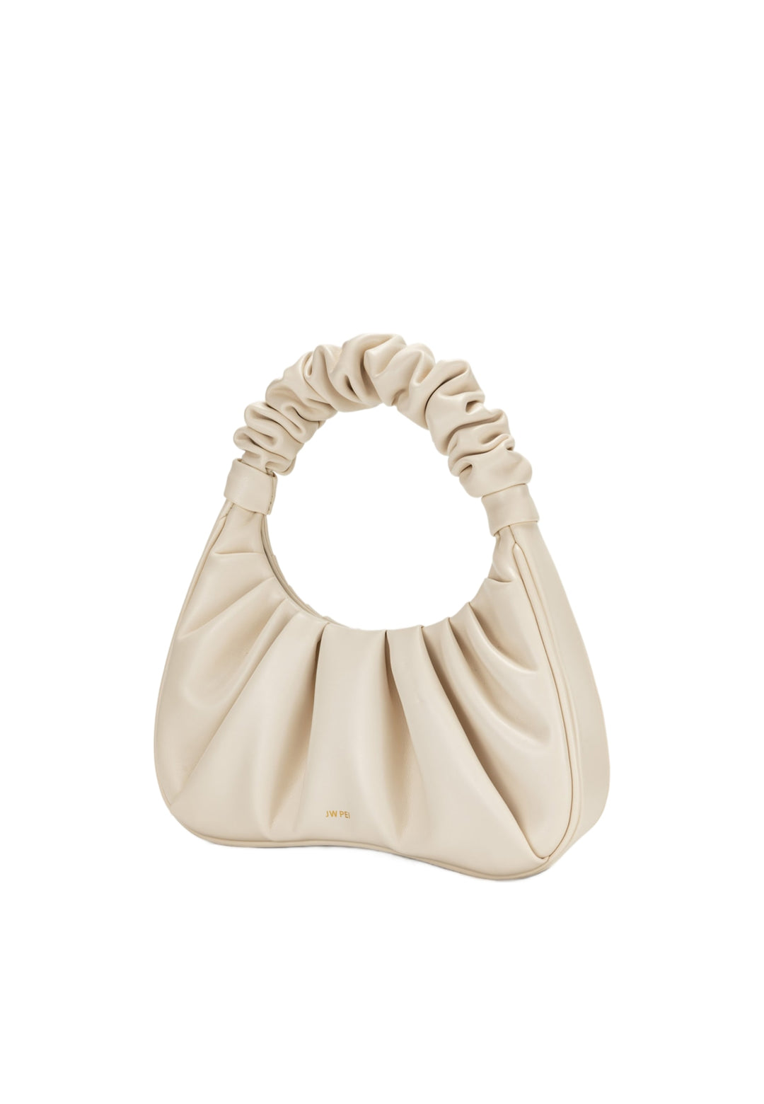 Sac bandoulière JW PEI Gabbi Ivory — vue de face, simili cuir plissé