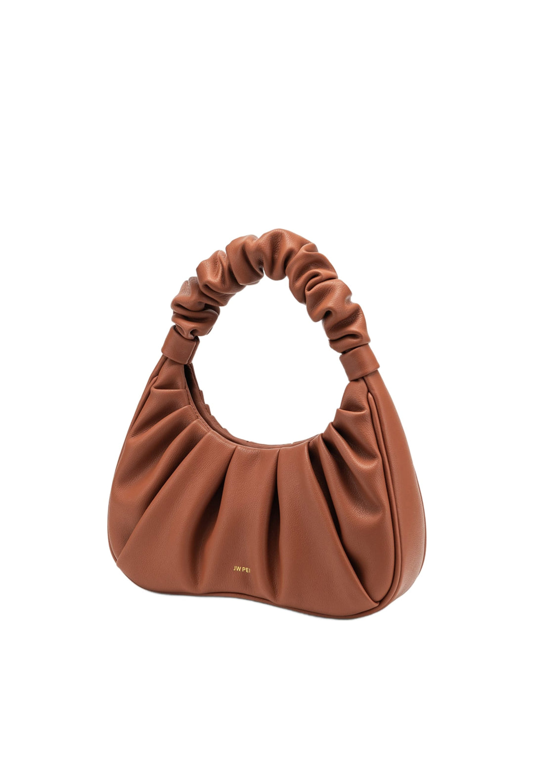 Sac bandoulière JW PEI Gabbi Nutella marron — vue 3/4, simili cuir plissé