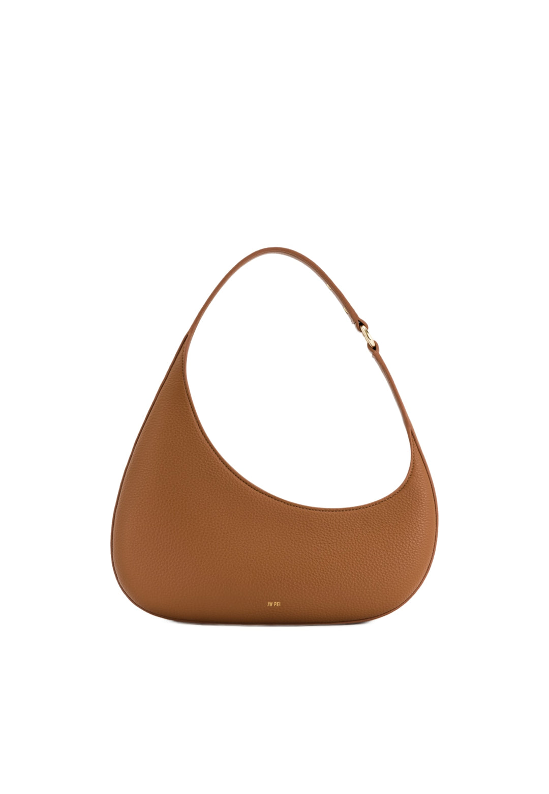 Sac bandoulière JW PEI Harlee marron en simili cuir grainé, porté à l'épaule.