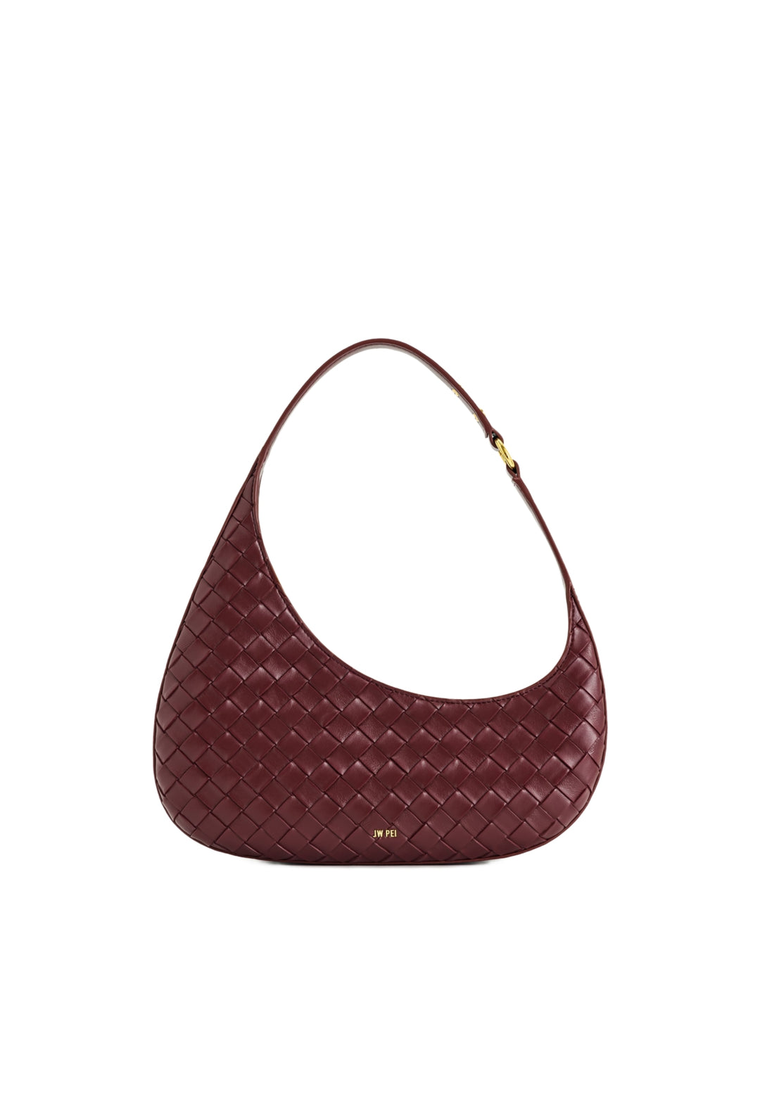 Sac bandoulière JW PEI Harlee Burgundy — vue de face, cuir tressé