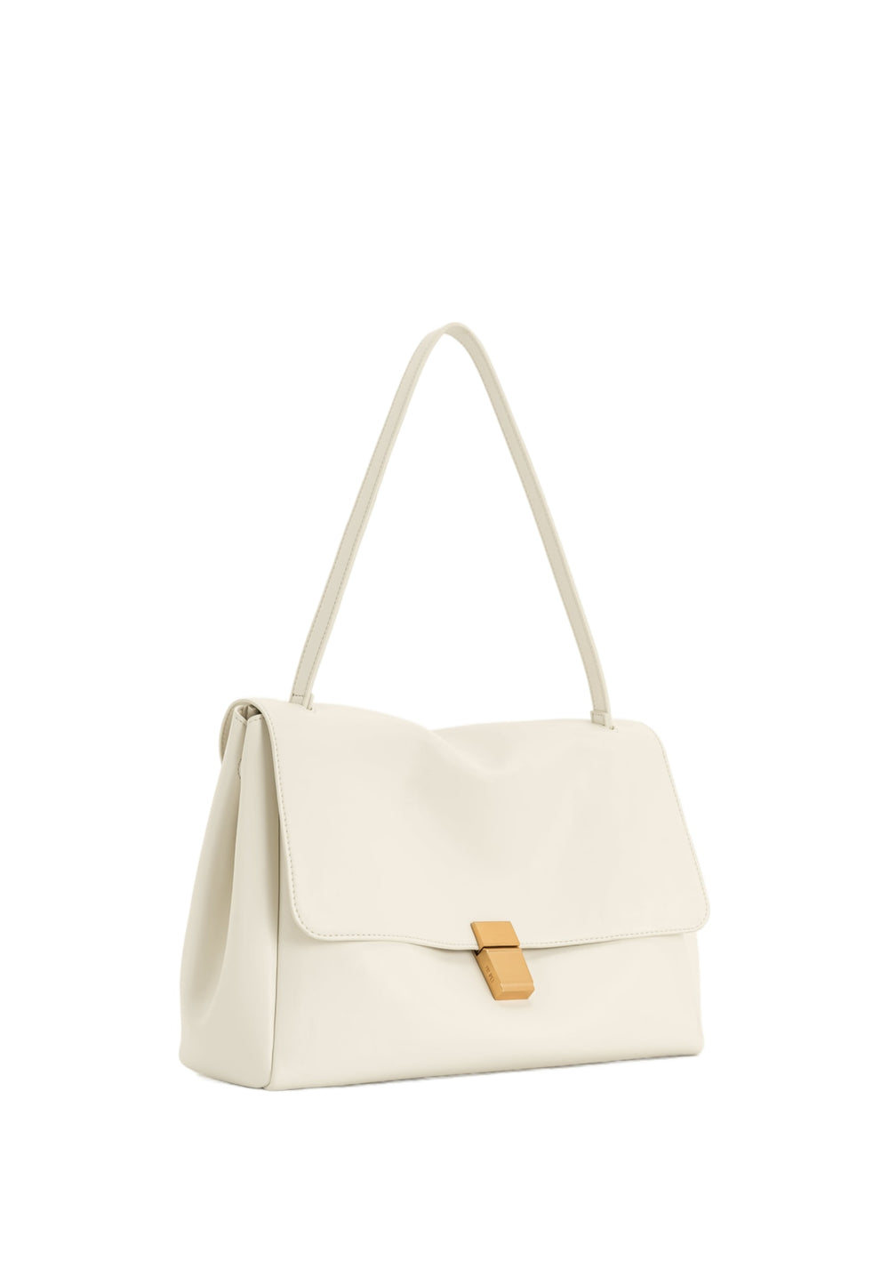 Sac bandoulière JW PEI Hilary blanc en simili cuir, vu de profil avec sa boucle dorée