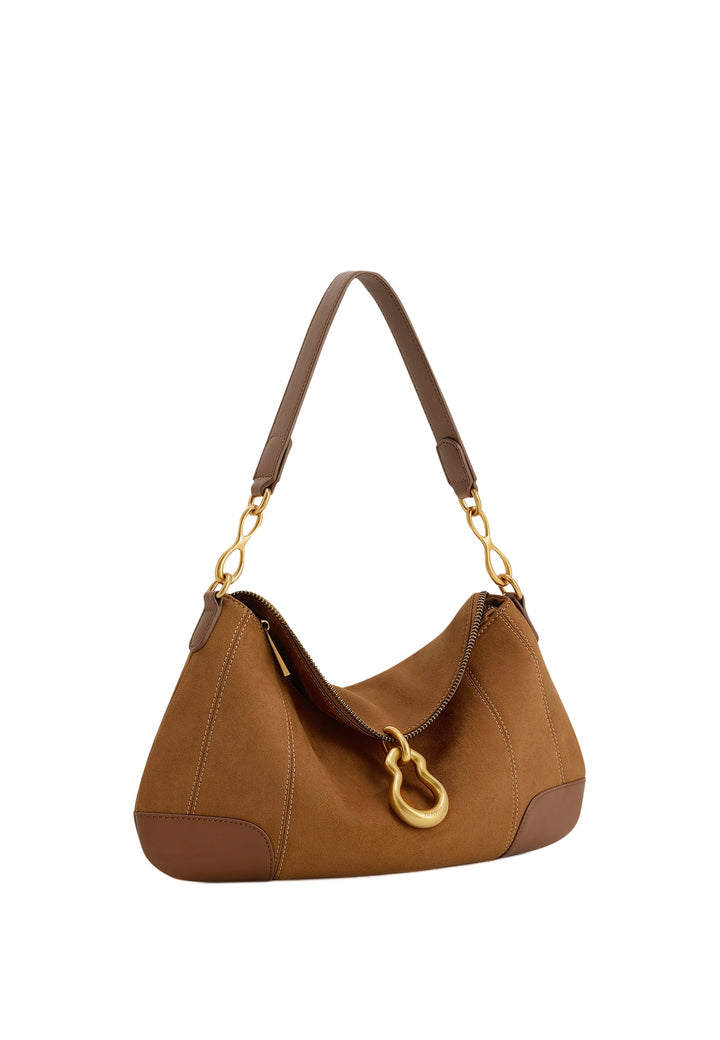 JW PEI Sac Bandoulière Jayla Faux Suede Brown — vue de côté