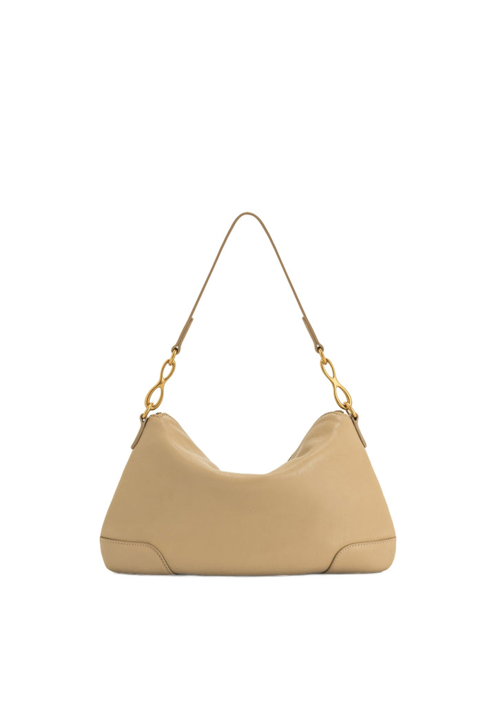 Sac bandoulière JW PEI Jayla kaki — vue 3/4, simili cuir lisse avec détails dorés