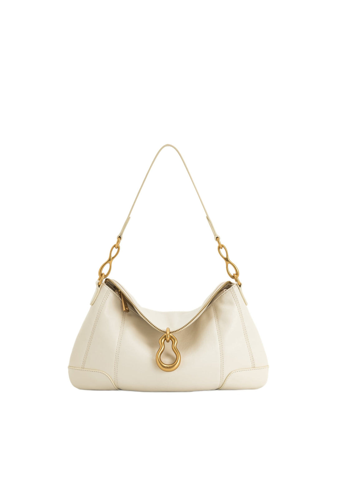 Sac bandoulière JW PEI Jayla blanc en simili cuir, porté à l'épaule, avec fermeture magnétique et détails dorés.