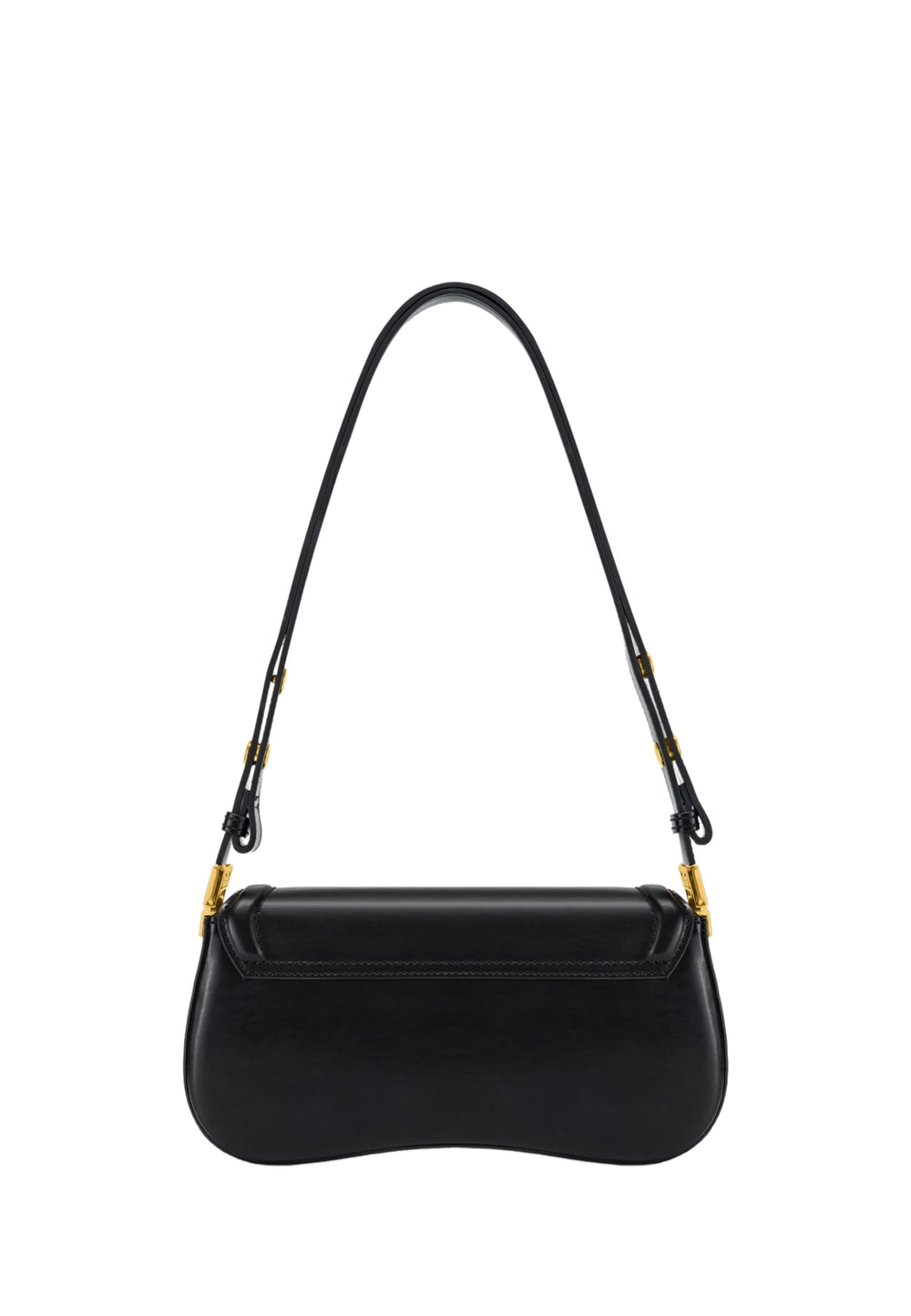 Sac bandoulière JW PEI Joy noir — vue de dos, simili cuir lisse, avec anse réglable et détails dorés