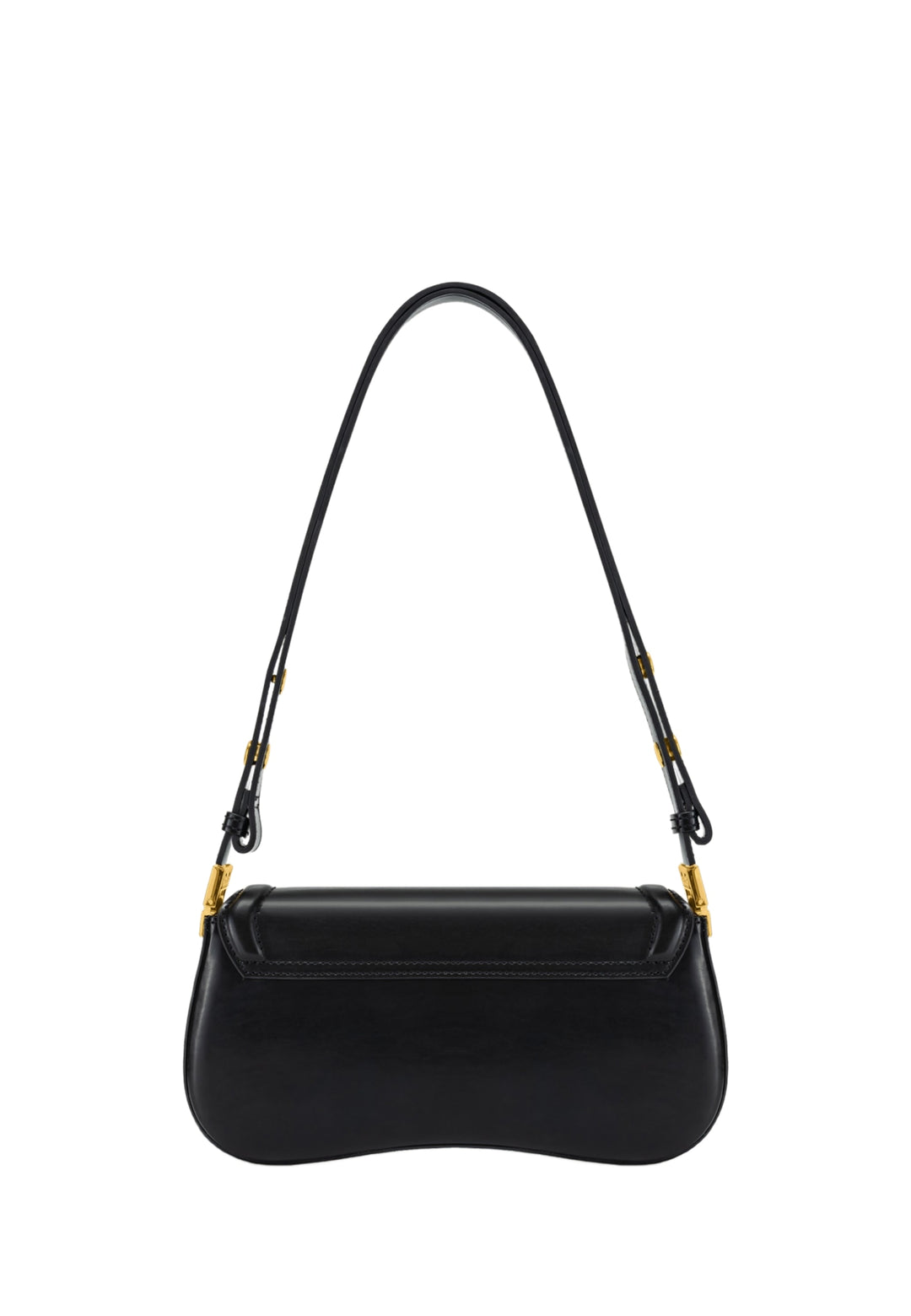 Sac bandoulière JW PEI Joy noir — vue de dos, simili cuir lisse, avec anse réglable et détails dorés