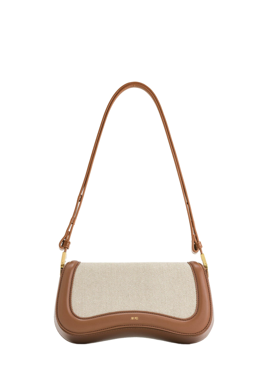 Sac bandoulière JW PEI Joy en toile marron avec bordures en cuir marron — vue de face