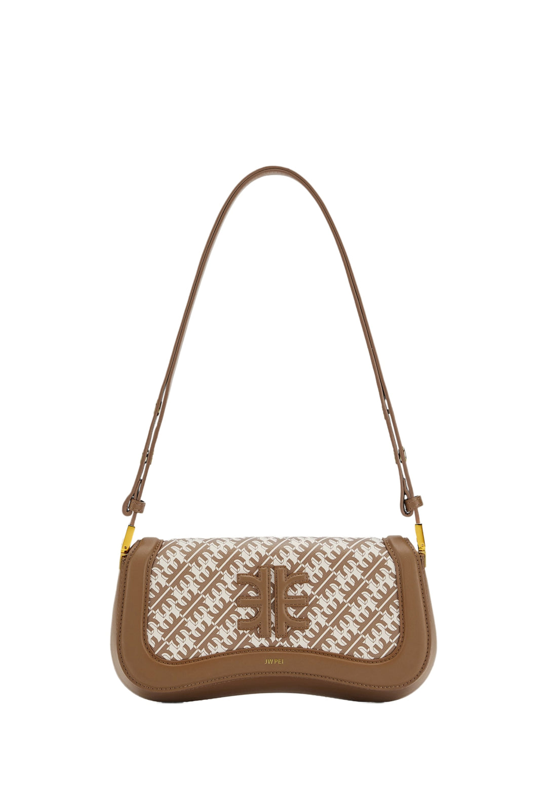 Sac bandoulière JW PEI Joy marron avec logo monogramme et détails en cuir marron — vue de face
