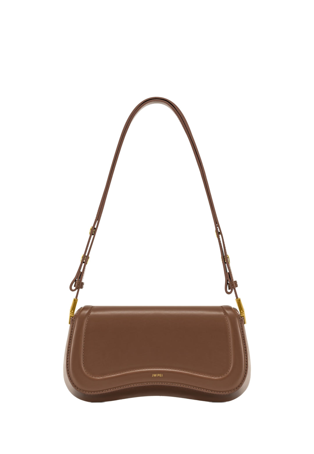 Sac bandoulière JW PEI Joy marron — vue de face, simili cuir lisse