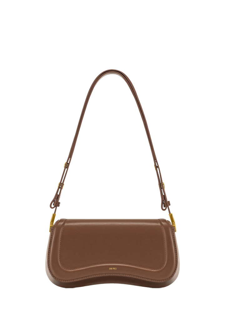 Sac bandoulière JW PEI Joy marron — vue de face, simili cuir lisse
