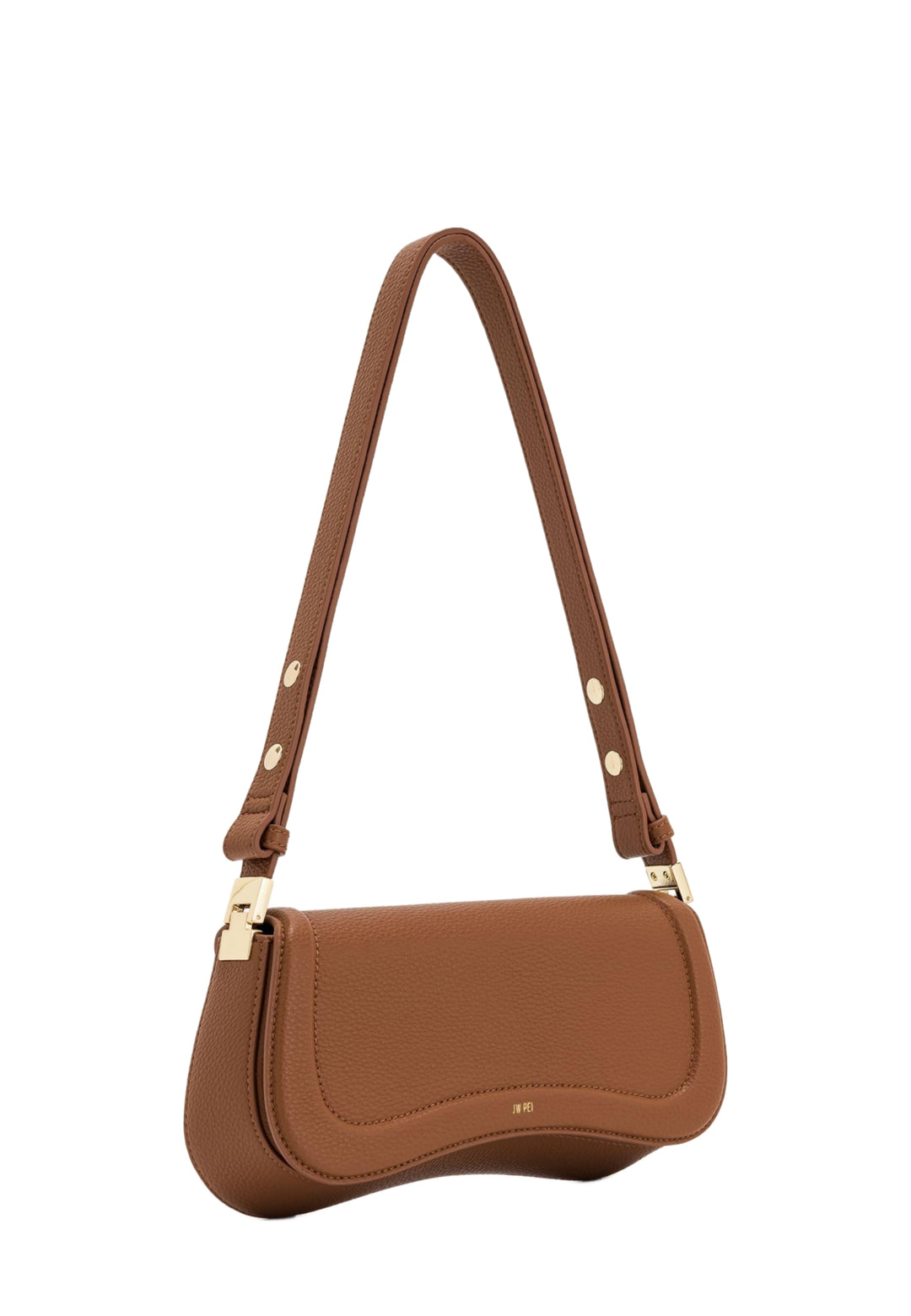 Sac bandoulière JW PEI Joy Glazed Turmeric Brown en simili cuir, porté à l'épaule, vue latérale