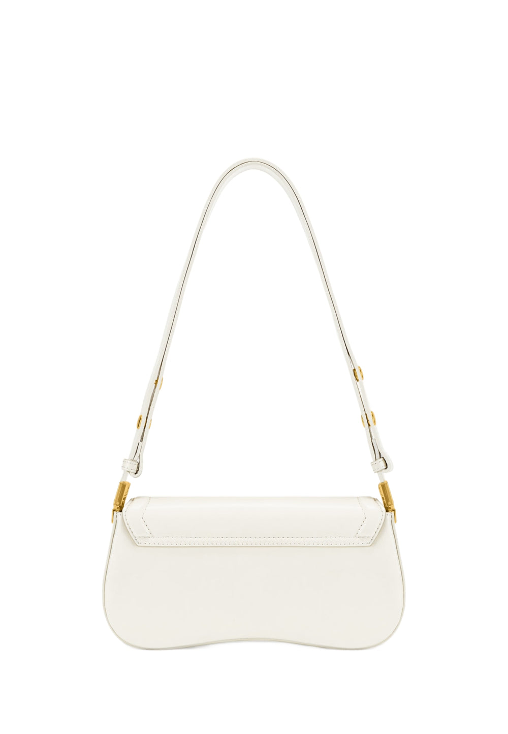 Sac bandoulière JW PEI Joy blanc — vue de dos, simili cuir lisse, avec anse réglable et détails dorés