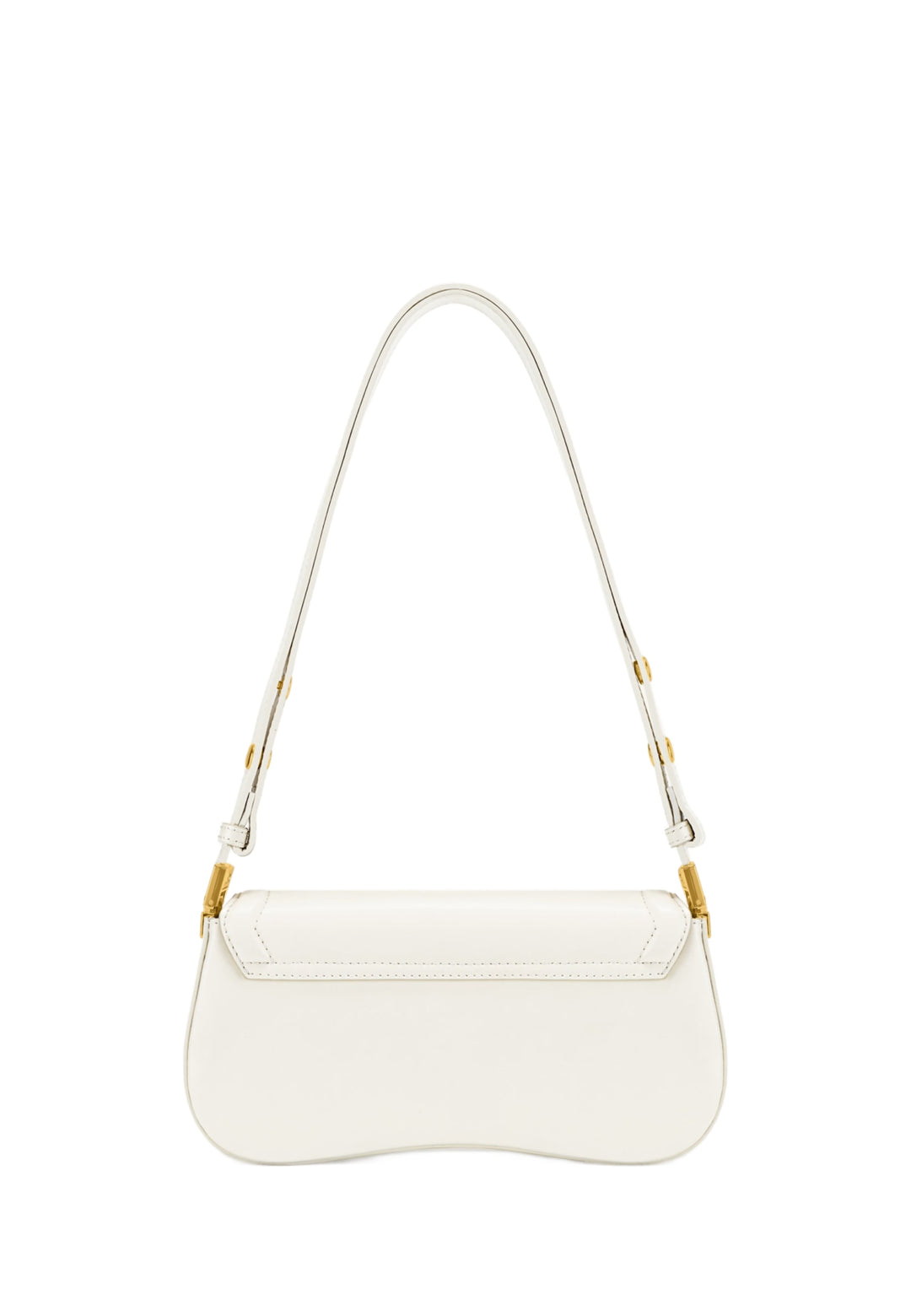 Sac bandoulière JW PEI Joy blanc — vue de dos, simili cuir lisse, avec anse réglable et détails dorés