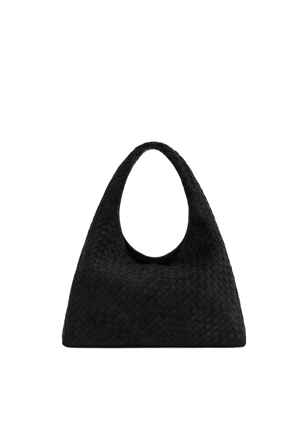 Sac bandoulière JW PEI Laura noir en polyester tressé, porté épaule ou bandoulière