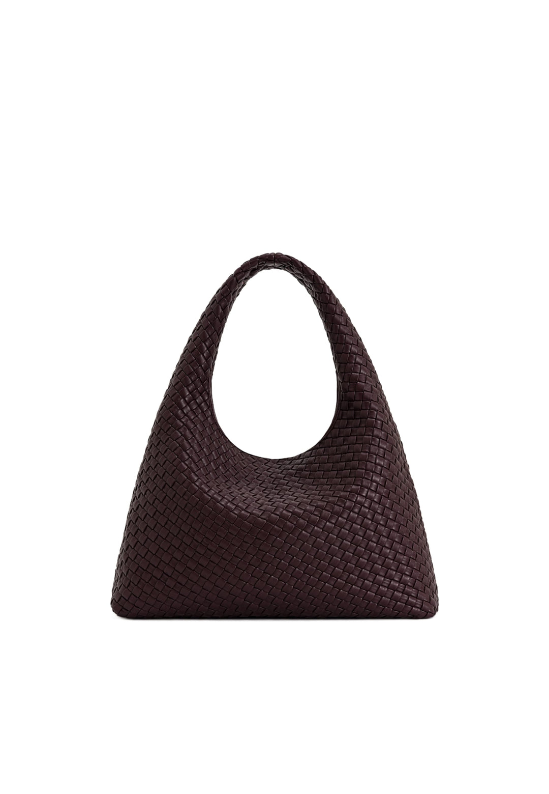 Sac bandoulière JW PEI Laura Deep Burgundy — vue de face, simili cuir tressé