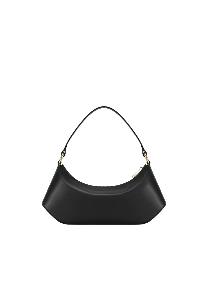 Sac bandoulière JW PEI Lily noir — vue 3/4, simili cuir lisse, fermeture magnétique