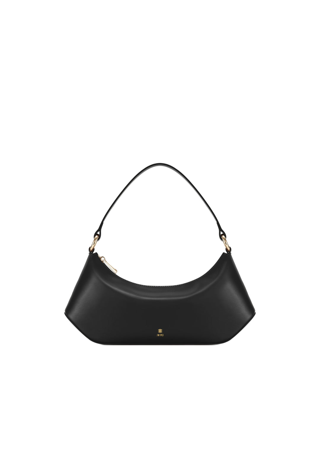 Sac bandoulière JW PEI Lily noir en simili cuir, porté à l'épaule, avec fermeture magnétique et logo doré