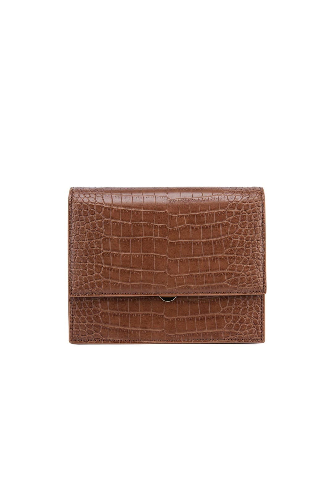 Sac bandoulière JW PEI Mini Flap marron effet croco — vue de face