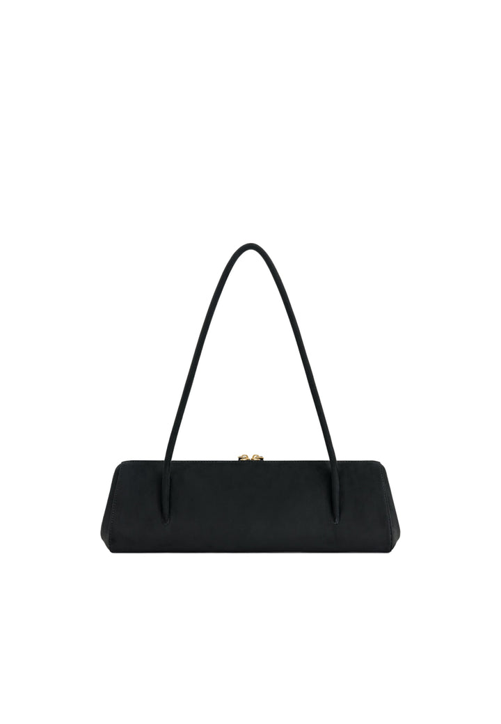 Sac bandoulière JW PEI Nova noir, porté épaule, fermeture zippée dorée, matière polyester
