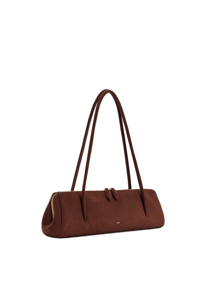 Sac bandoulière JW PEI Nova marron — vue 3/4, matière suédine