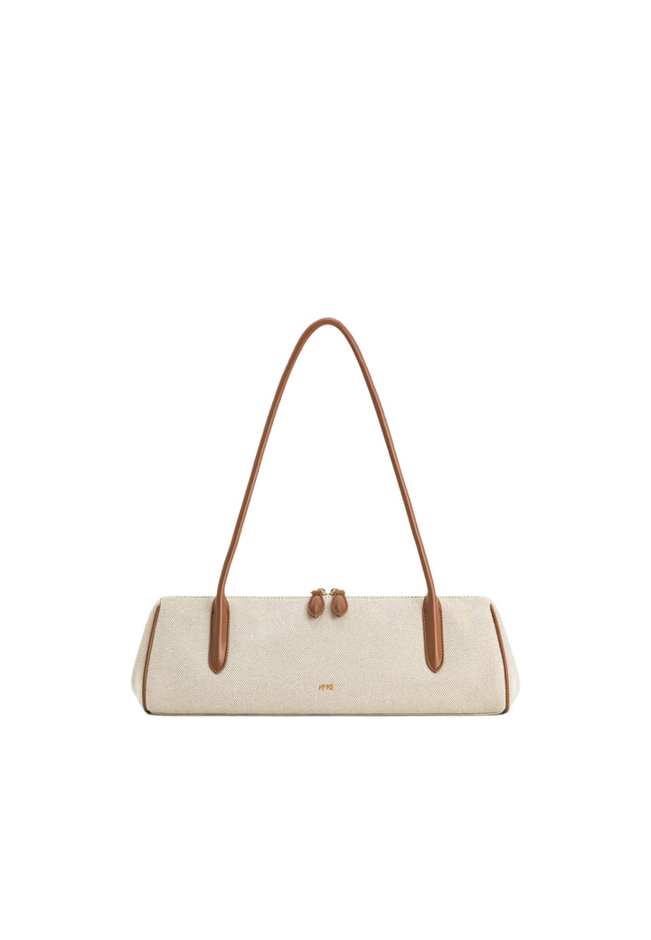 Sac bandoulière JW PEI Nova en toile marron avec anses en cuir marron — vue de face